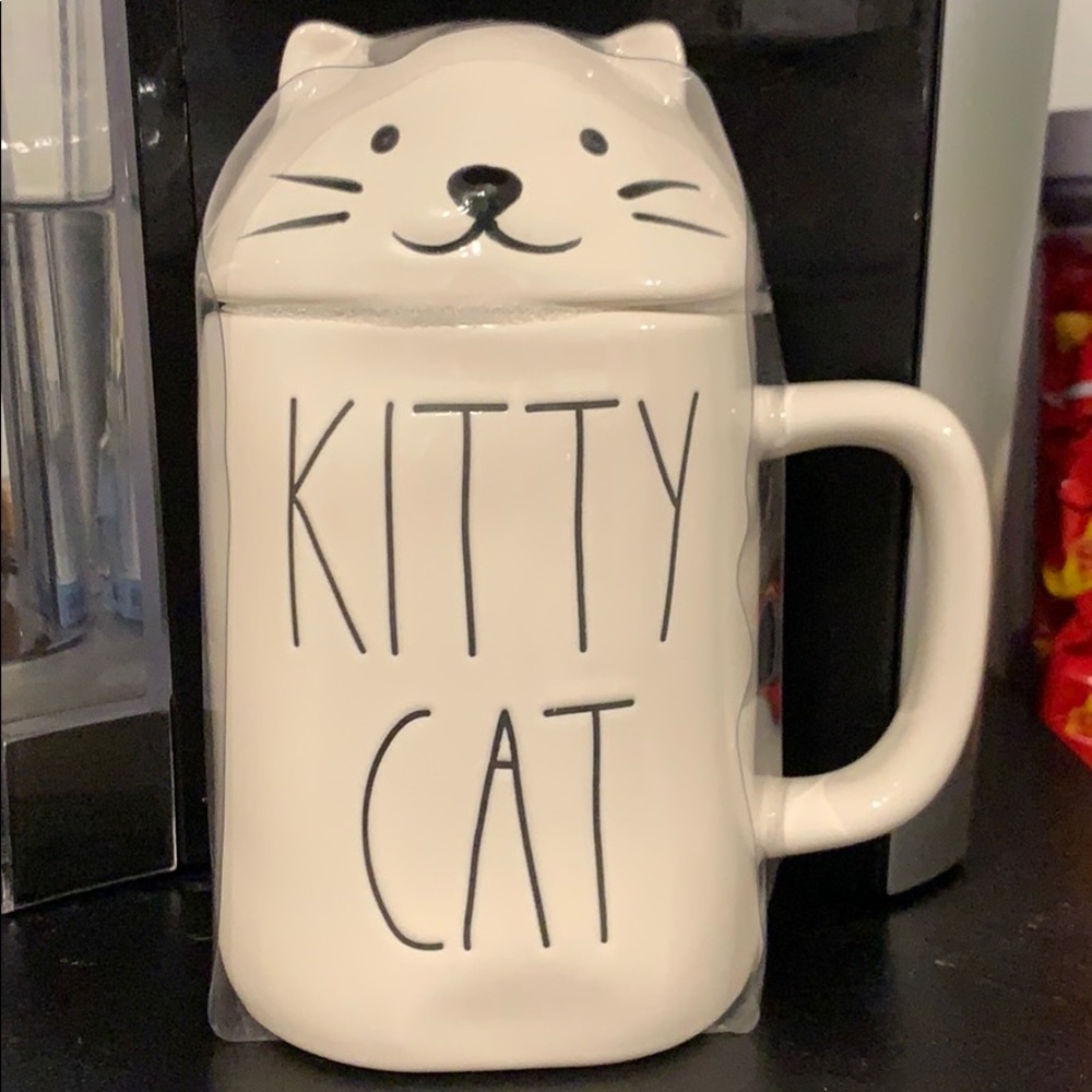 Rae Dunn Kitty Cat Mug with Topper